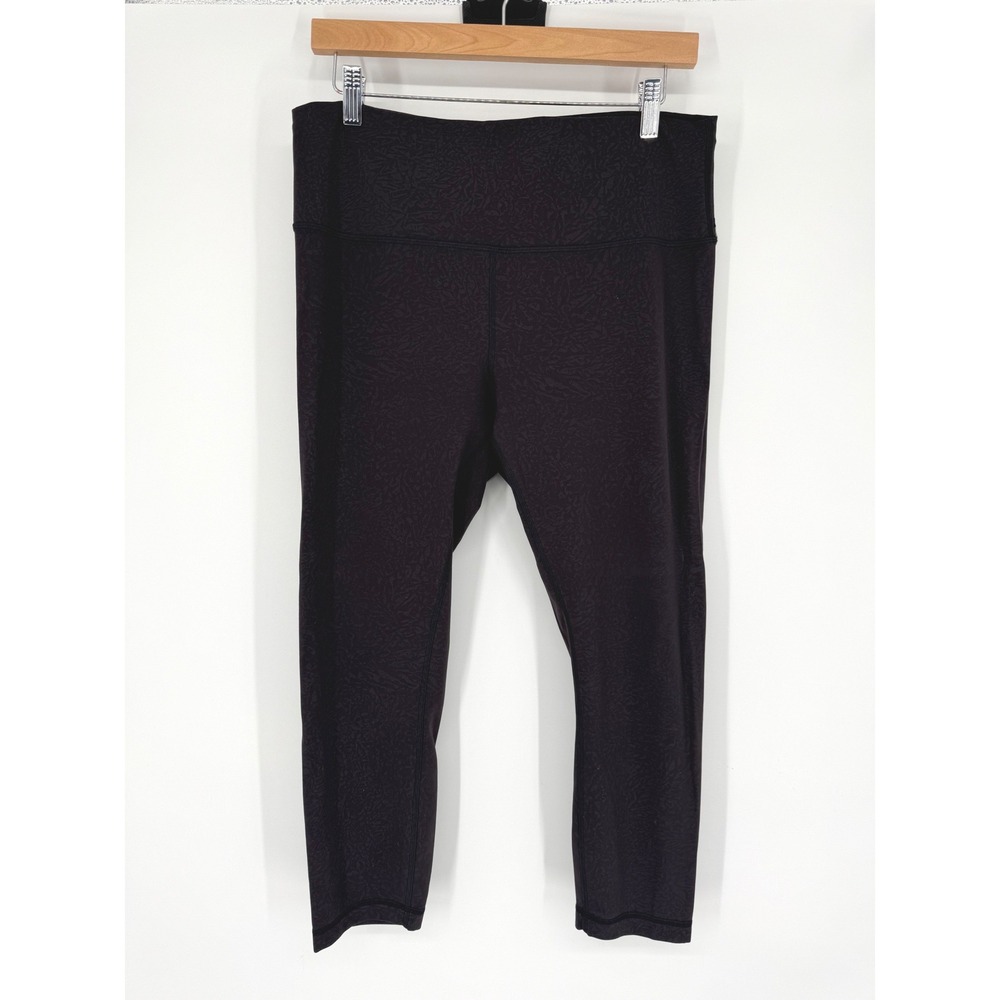 Lululemon Wunder Train High Rise Crop 23" Leggings Size 14 Crunch Black W6BRES